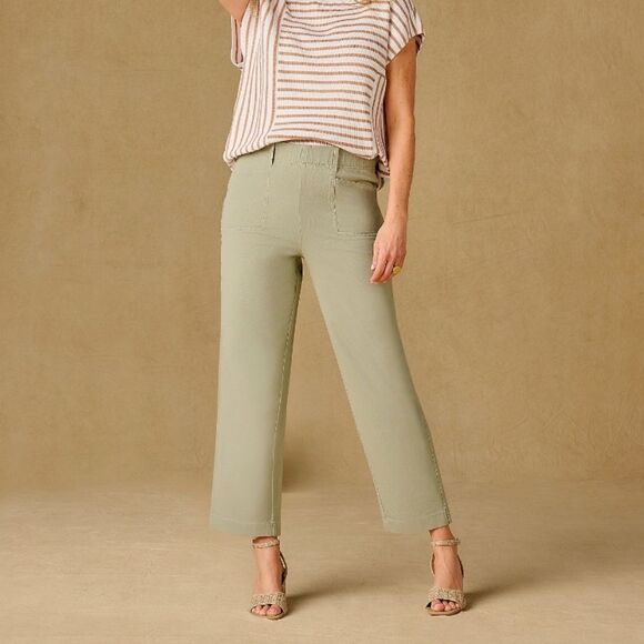 AnyBody Regular All-Stretch Twill Straight Leg Ankle Green Pants Size Medium - Picture 3 of 10